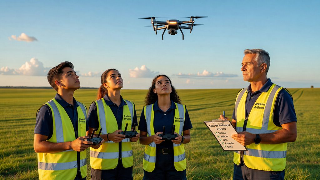 Formação prática em curso de drone profissional