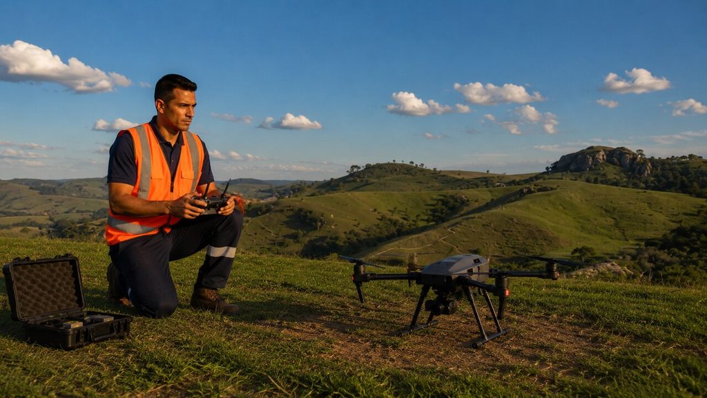 Operação profissional de drone regularizada conforme ANAC, DECEA e ANATEL